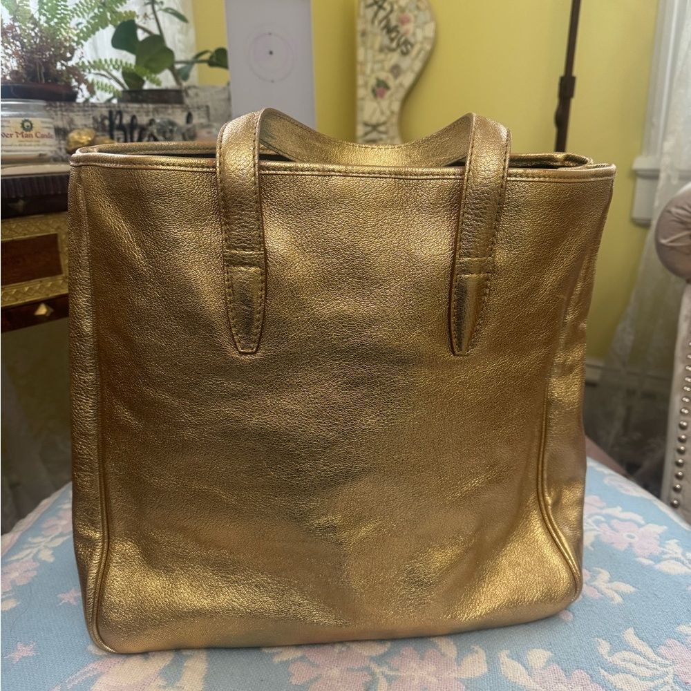LARGE *Yves Saint Laurent* YSL Paris Metallic Gold Y-Mail Postale Rive’ Gauche - Picture 11 of 16